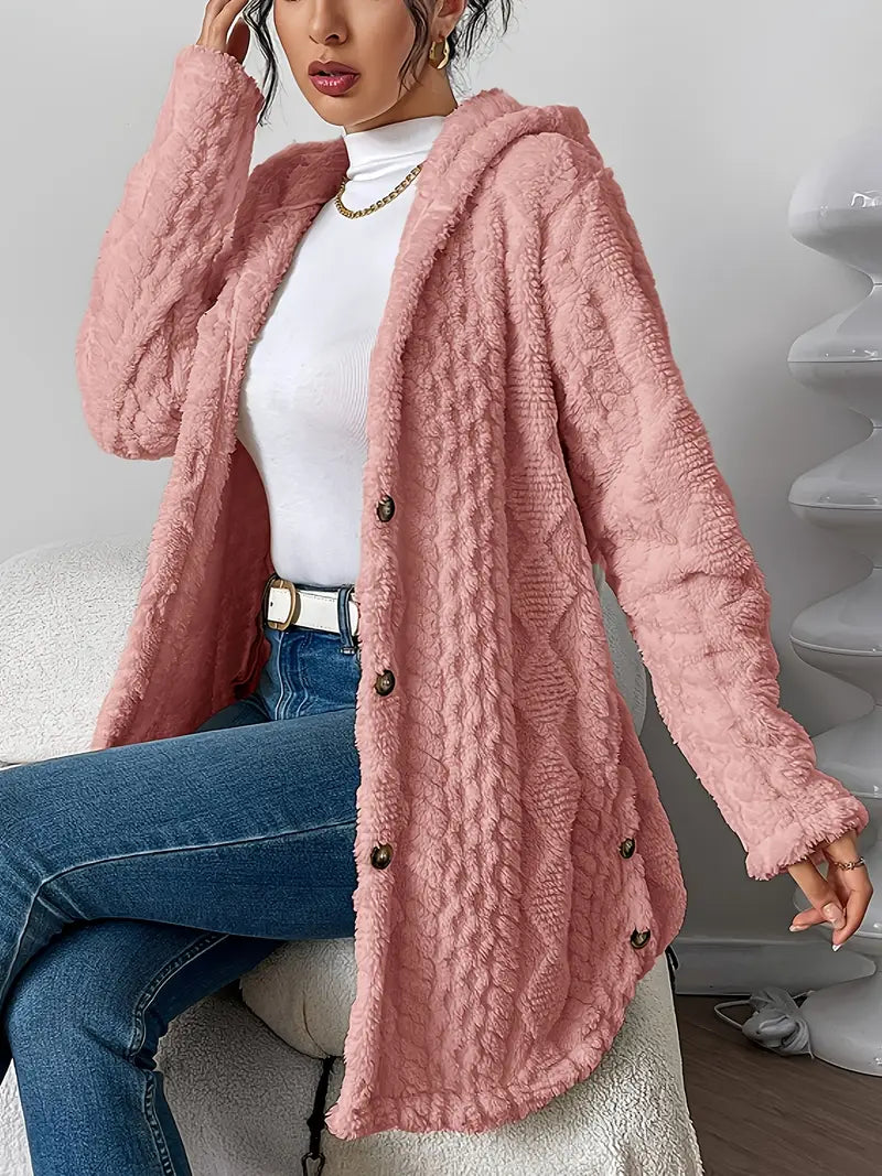 Rhombus Hooded Teddy Jacket