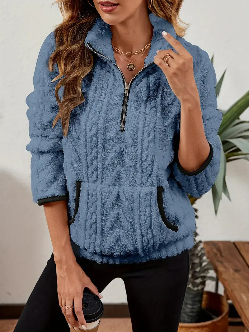 Ilona | Weicher Fleece-Pullover mit Halb-Reißverschluss