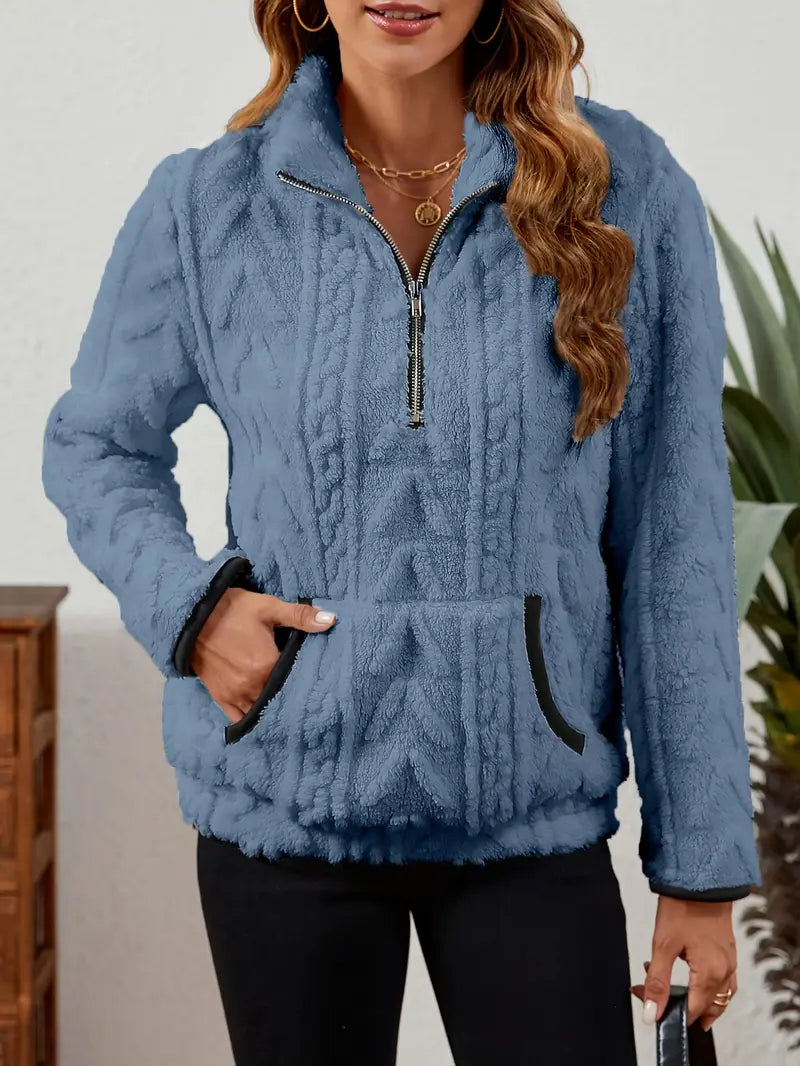 Ilona | Weicher Fleece-Pullover mit Halb-Reißverschluss