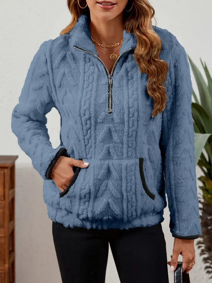 Ilona | Weicher Fleece-Pullover mit Halb-Reißverschluss