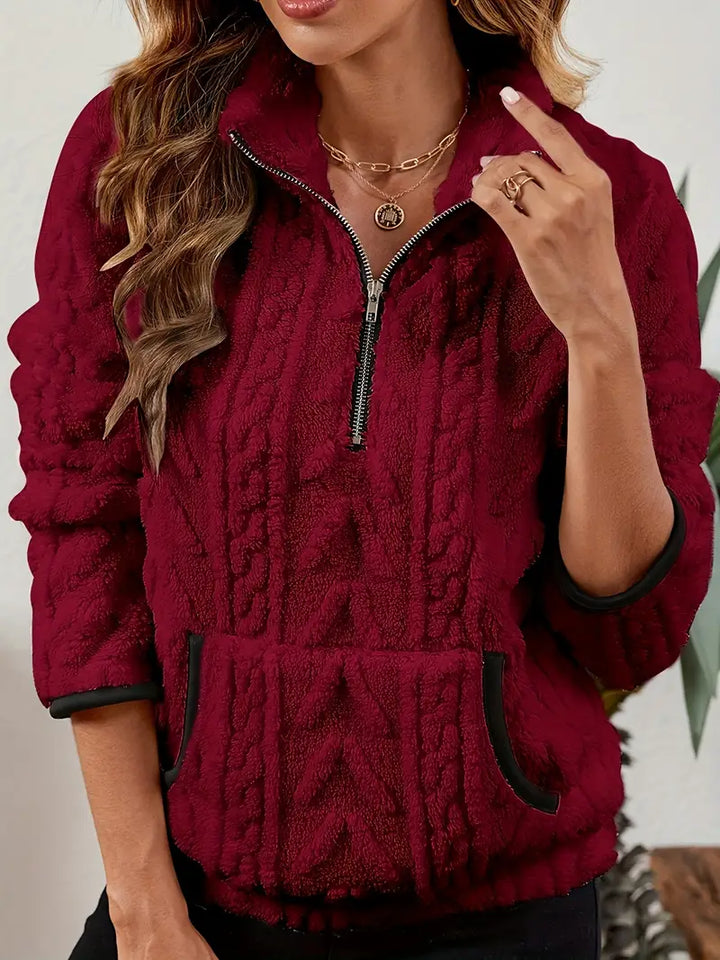 Ilona | Weicher Fleece-Pullover mit Halb-Reißverschluss