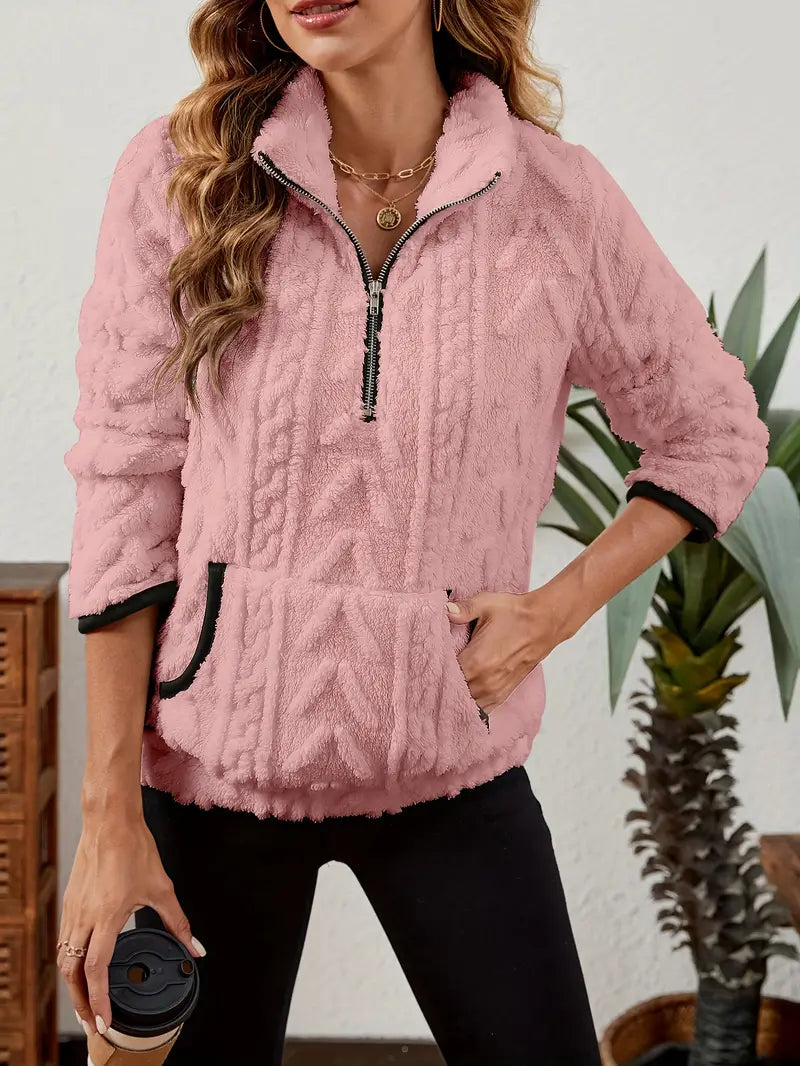 Ilona | Weicher Fleece-Pullover mit Halb-Reißverschluss