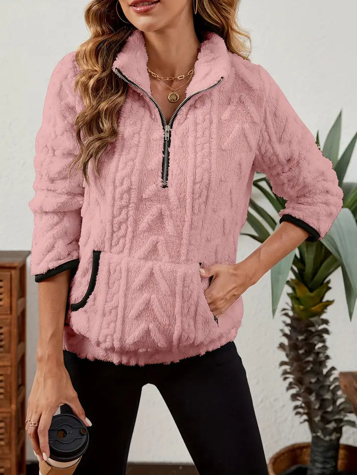 Ilona | Weicher Fleece-Pullover mit Halb-Reißverschluss
