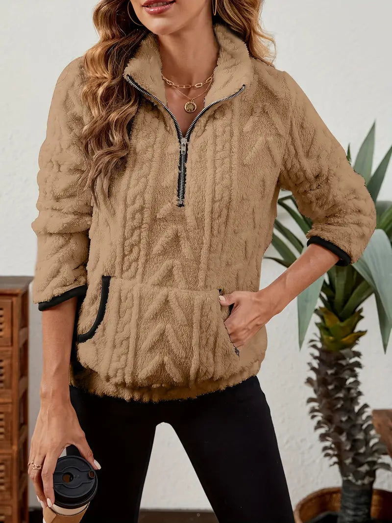 Ilona | Weicher Fleece-Pullover mit Halb-Reißverschluss