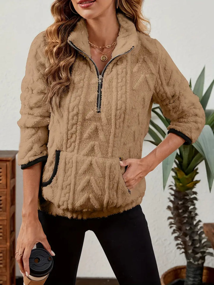 Ilona | Weicher Fleece-Pullover mit Halb-Reißverschluss