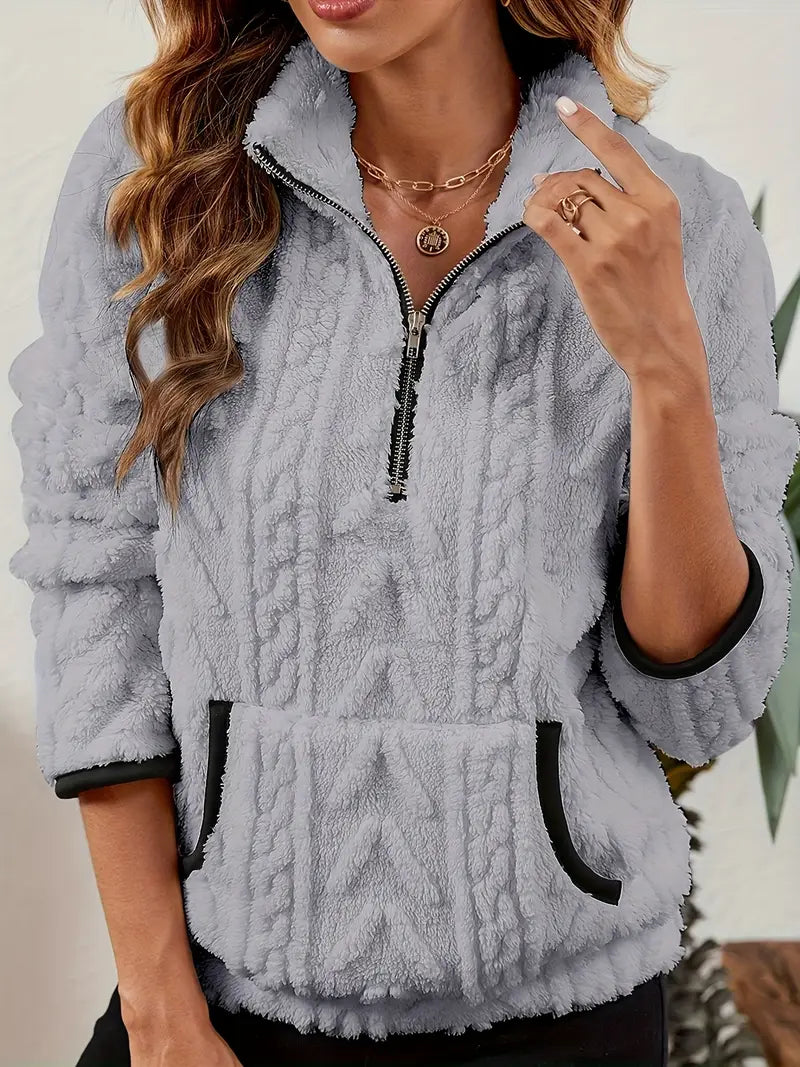 Ilona | Weicher Fleece-Pullover mit Halb-Reißverschluss
