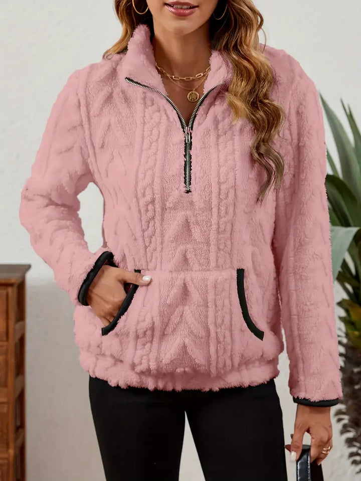 Ilona | Weicher Fleece-Pullover mit Halb-Reißverschluss
