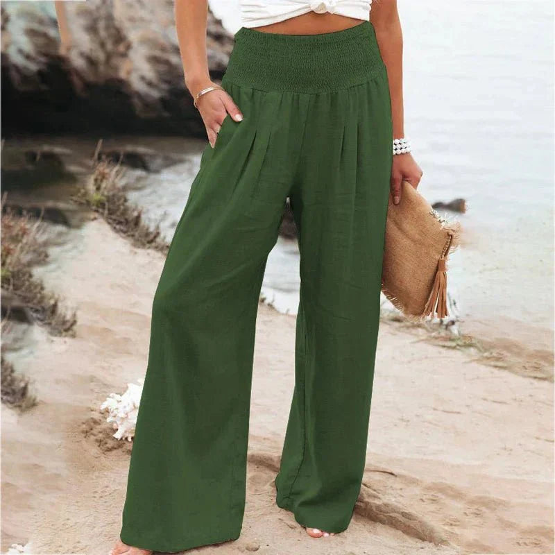 Antonina | Lange Hose aus Baumwolle und Leinen