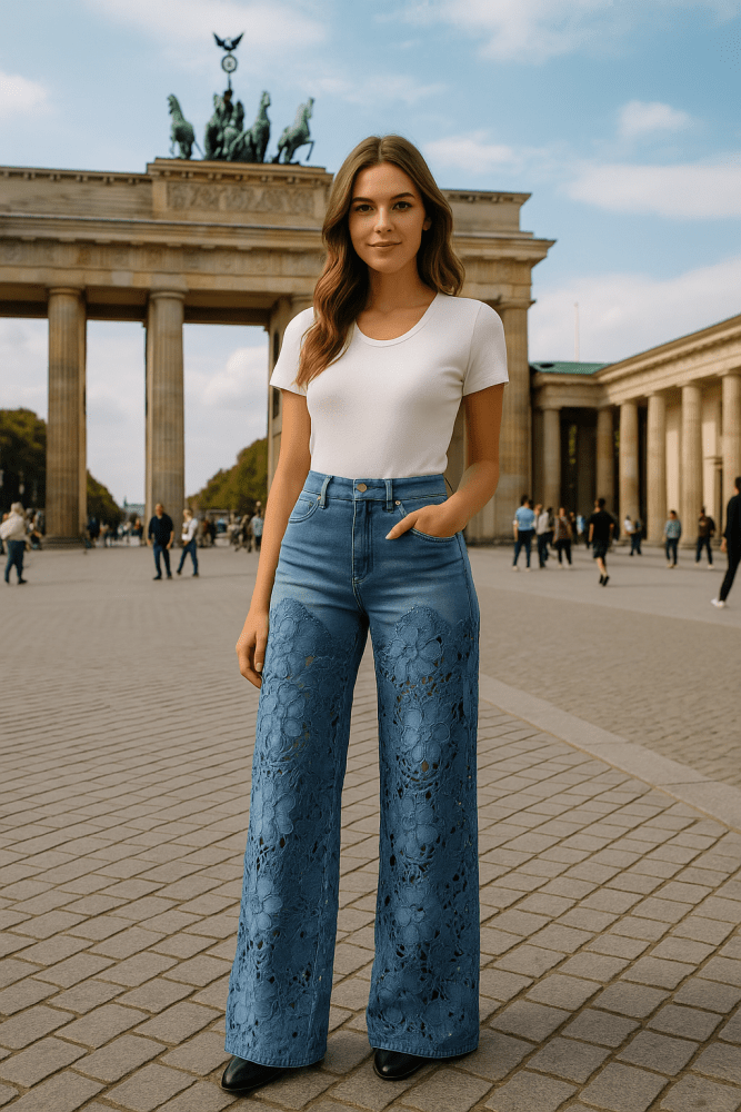 Britta | Damenjeans mit Spitze und Patchwork