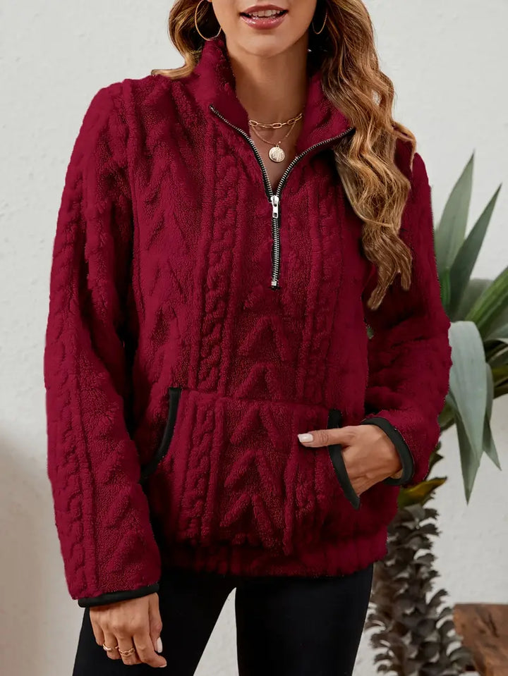 Ilona | Weicher Fleece-Pullover mit Halb-Reißverschluss