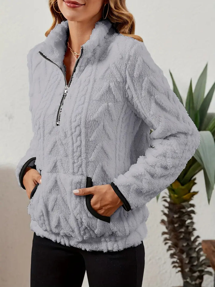 Ilona | Weicher Fleece-Pullover mit Halb-Reißverschluss