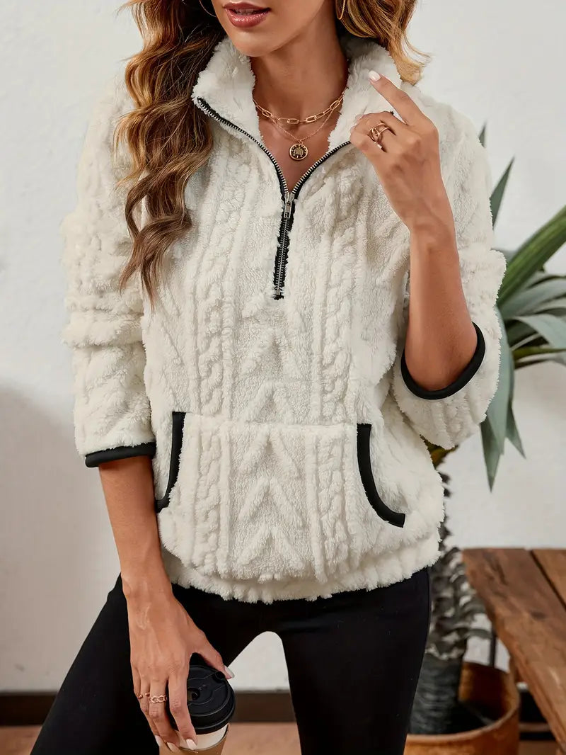 Ilona | Weicher Fleece-Pullover mit Halb-Reißverschluss
