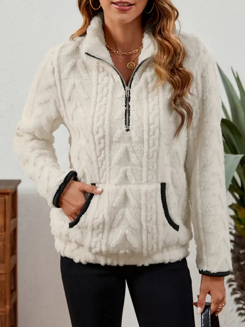 Ilona | Weicher Fleece-Pullover mit Halb-Reißverschluss