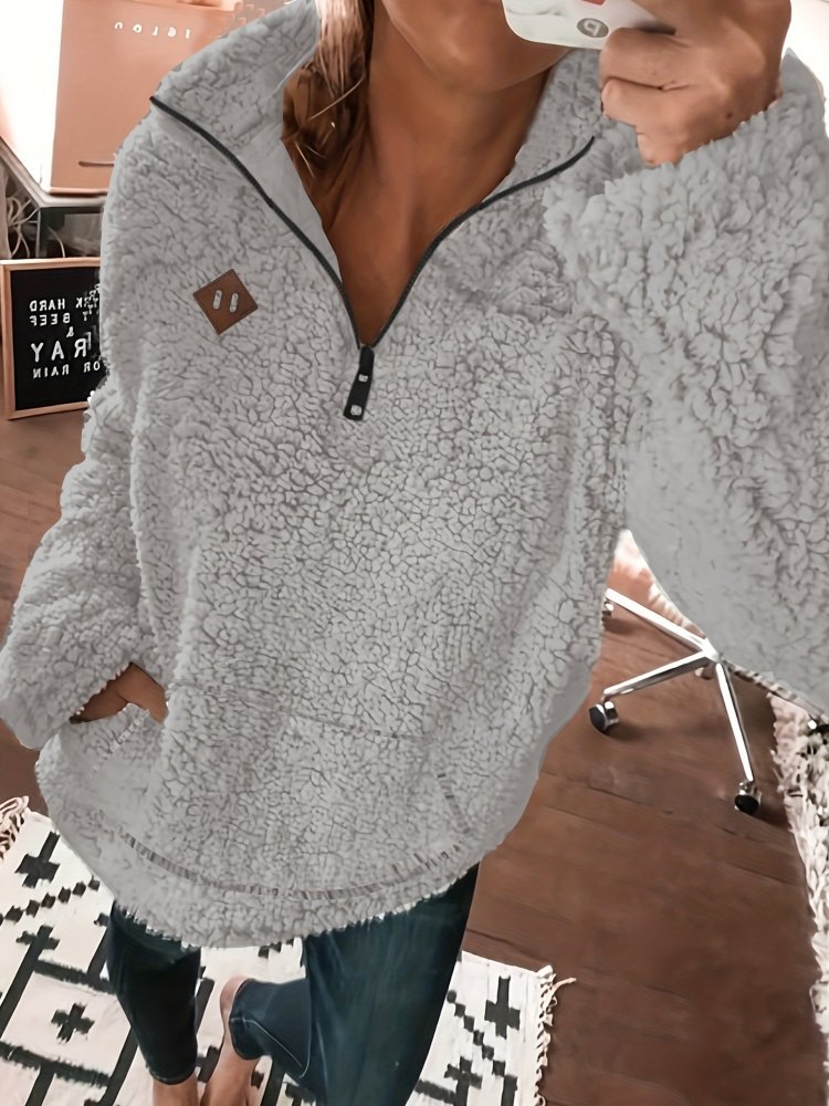 Jana | Teddy-Pullover mit Reißverschluss