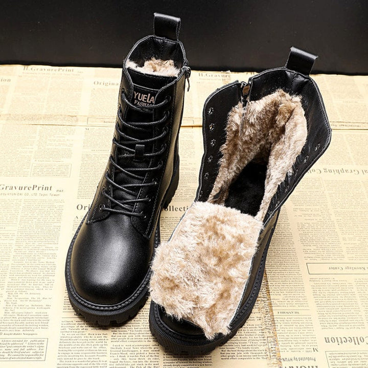 Andrea | chwarze Leder-Winterstiefel