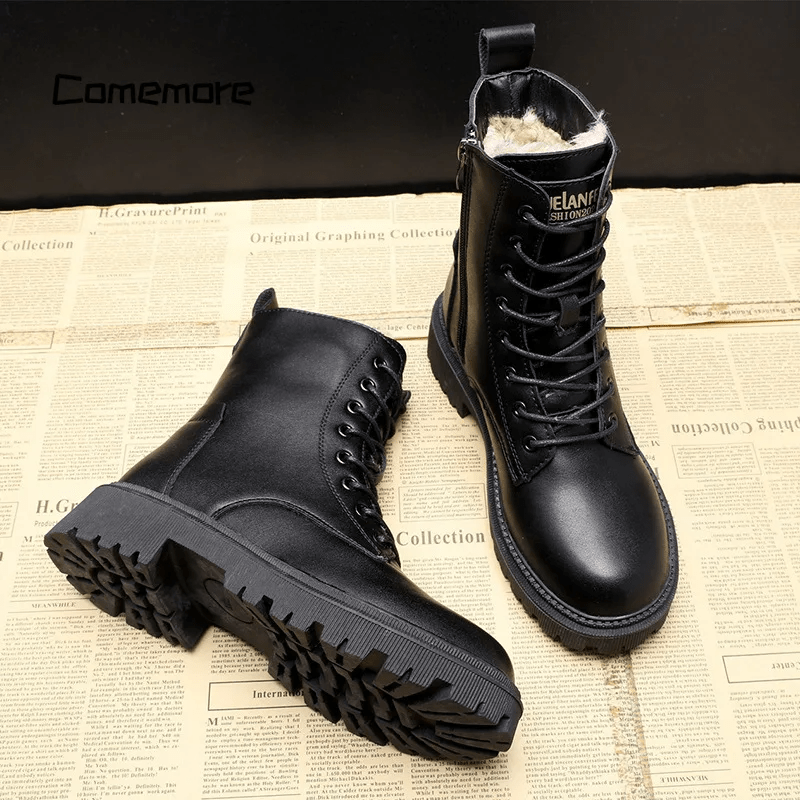Andrea | chwarze Leder-Winterstiefel
