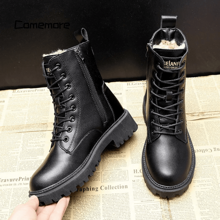 Andrea | chwarze Leder-Winterstiefel