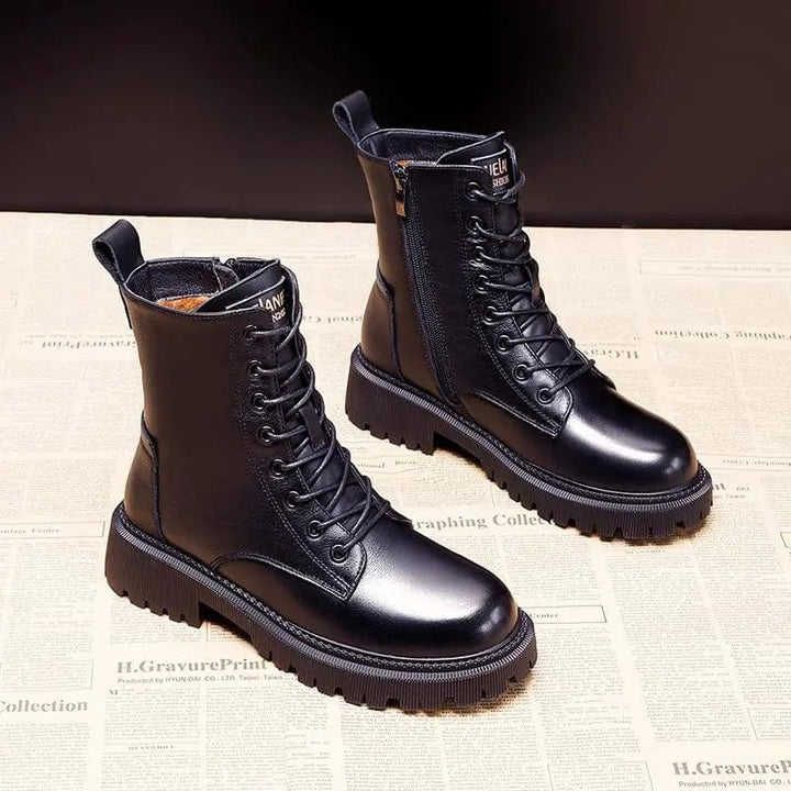 Andrea | chwarze Leder-Winterstiefel