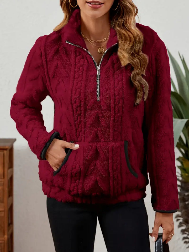 Ilona | Weicher Fleece-Pullover mit Halb-Reißverschluss