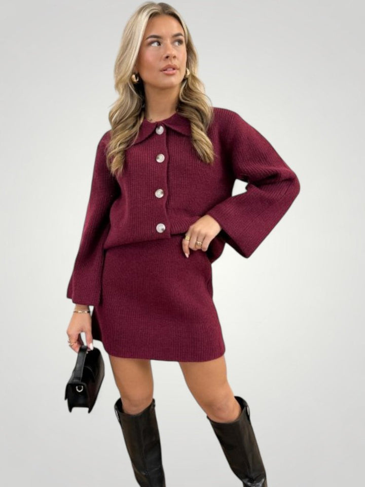 Dagrun | Elegantes Button-Down-Set mit A-Linien-Rock für Damen