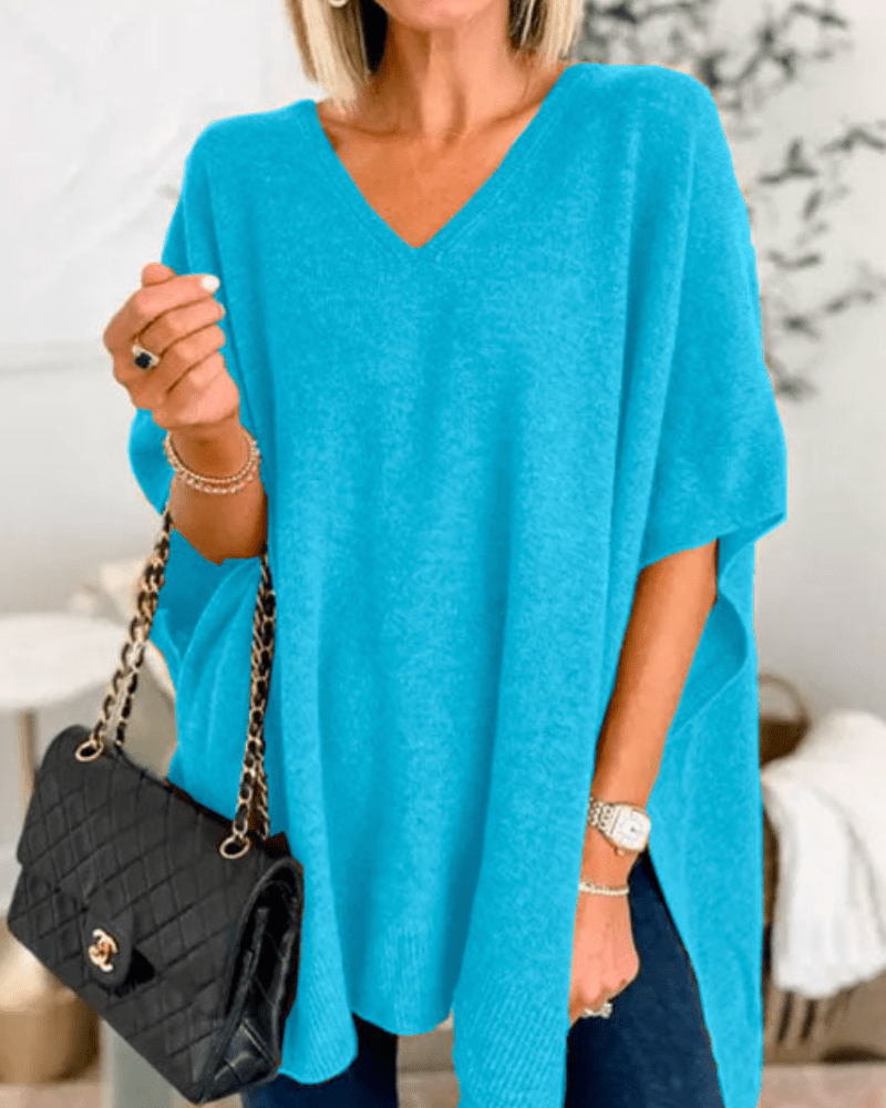 Ellen | Poncho-Pullover mit V-Ausschnitt und lockerer Passform