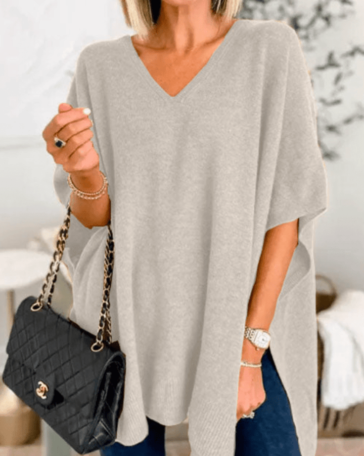 Ellen | Poncho-Pullover mit V-Ausschnitt und lockerer Passform