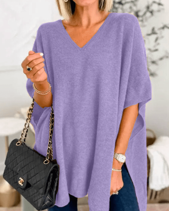 Ellen | Poncho-Pullover mit V-Ausschnitt und lockerer Passform