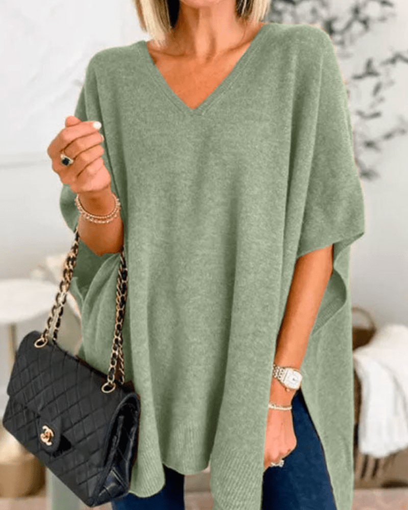 Ellen | Poncho-Pullover mit V-Ausschnitt und lockerer Passform