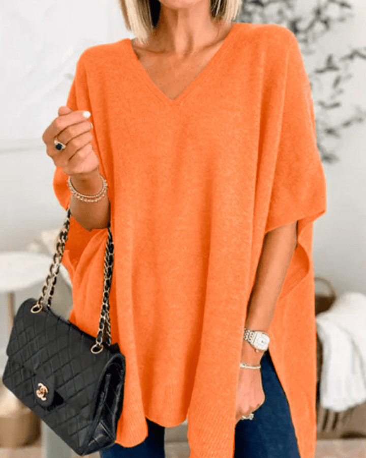 Ellen | Poncho-Pullover mit V-Ausschnitt und lockerer Passform