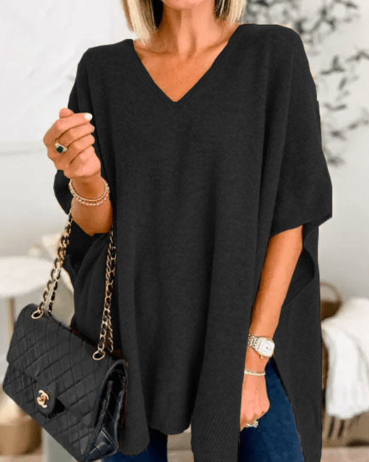 Ellen | Poncho-Pullover mit V-Ausschnitt und lockerer Passform