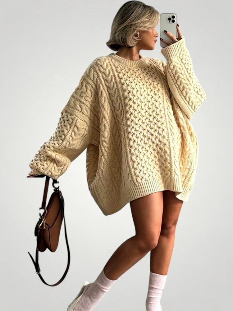 Irmelin | Oversized Strickpullover in Aprikosenfarbe