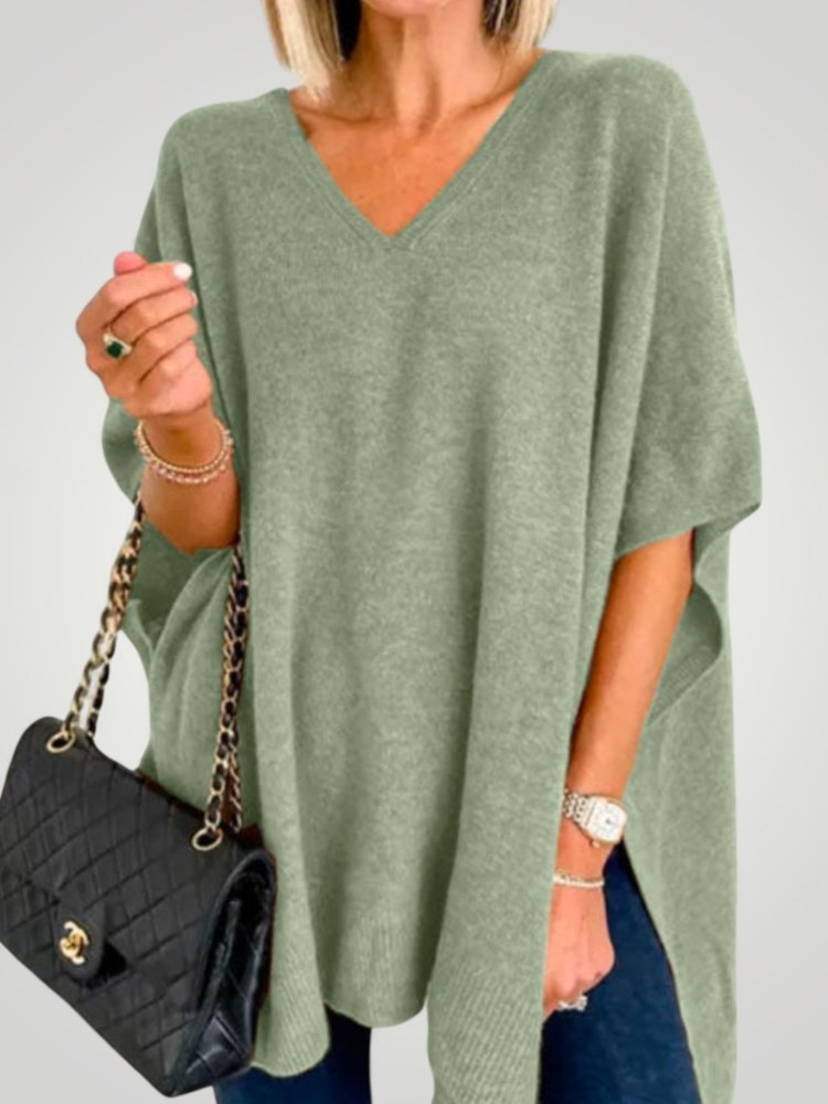 Traudel | Übergroßer Poncho mit V-Ausschnitt für Eleganz